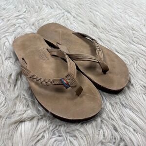 Rainbow Kid's (2-3) 4 - 7 Yrs Flirty Braidy Leather Flip Flop Sandal Braid Brown